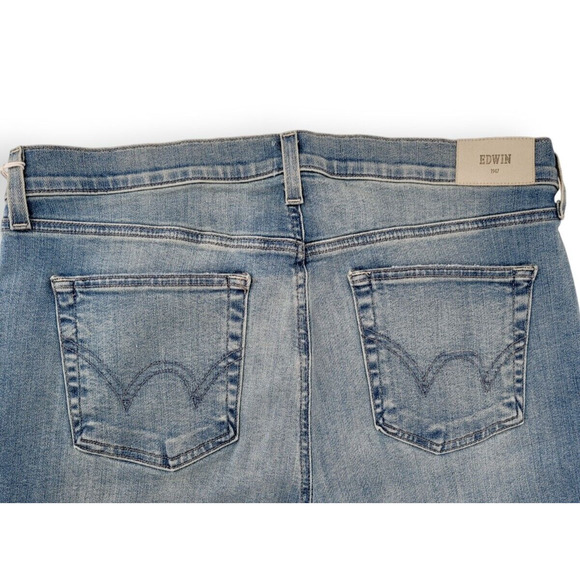 NWT EDWIN Bree Slim Skinny Med Light Wash Straight Jeans Womens Size 33 USA Made - Picture 4 of 7